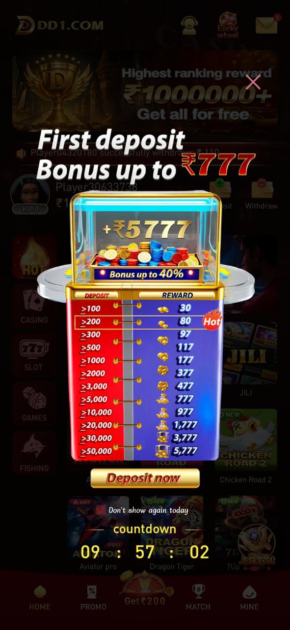 DD1 Download Free And unlock your bonus Rs.477,Android Version 777 slots gams,come Win and receive your rightful rewards 3