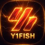 Y1FISH Game underwater level featuring glowing fish, coin rewards, and shooting aim tool